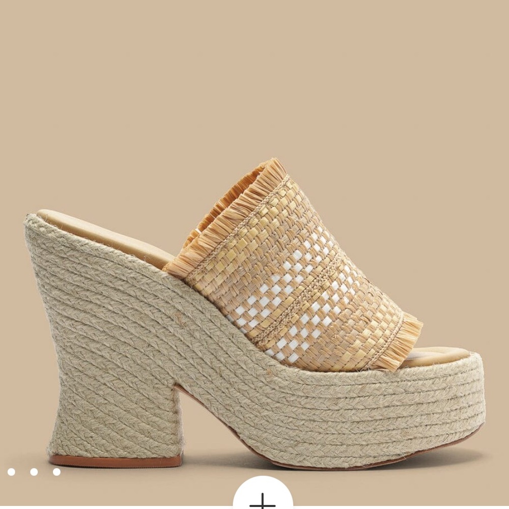 Natural Weaved Raffia Platform Sandal